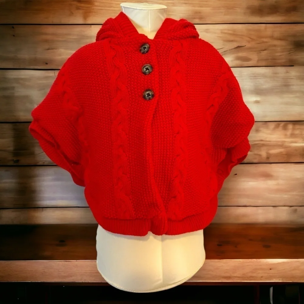 Carters 18‎ month poncho knit red cardigan